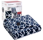 Brookstone Heated Throw Blue Trellis 4-HEAT Settings Built-in Remote 50"X60". Fixed Price $27.99.