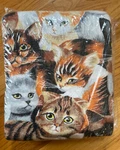 New Vtg Cat Kitten Portrait Owen Fashion Print Blanket Full Twin 72"X 90". Fixed Price $50.00.