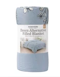 Berkshire Herringbone Down Alternative Filled Blanket Queen Size 98"X92" L.blue. Fixed Price $36.90.