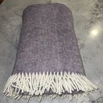 Bronte By Moon Wool Throw Fringed Blanket Lavender Cream Beautiful" 60" X 69" Uk. Fixed Price $89.99.