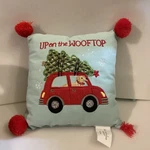 Kohls Christmas Up On The Wooftop Throw Pillow Dog Driving Car Tree. Fixed Price $13.00.