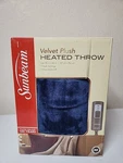 New Sunbeam Velvet Plush Heated Throw 50" X 60" 3 Settings. Fixed Price $29.99.