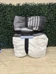 Cuddle Duds Gray Plaid Fleece Micro Plush & Faux Fur Throw Blanket, 50X60. Fixed Price $27.00.