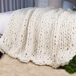 Carriediosa Chunky Knit Throw Blanket 60" X 80" Twin, 100% Hand Made Large Ch.... Fixed Price $124.09.