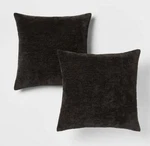 Threshold Black Chenille Square Throw Pillows 2-PACK Home Cor New. Fixed Price $15.00.