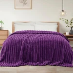 Exclusivo Mezcla King Size Flannel Fleece Blanket, Super Soft Striped Jacquar.... Fixed Price $86.99.