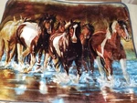 Nw Northwest Rush Hour Running Horses Throw Blanket Heartland Soft Plush 60"X47". Fixed Price $18.98.