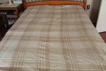 The Vermont Country Store Brown Beige Plaid Queen Size Cotton Blend Blanket. Fixed Price $45.00.