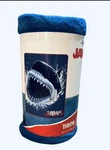 New Jaws Throw Blanket 46X60 Franco Great White Shark Movie Fleece Blue Red Nwt. Fixed Price $24.86.