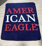American Eagle Blanket Fleece Throw Large Red White Blue Logo Cozy. Fixed Price $9.99.