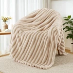 Exclusivo Mezcla Fleece Throw Blanket For Couch, Super Soft Striped Jacquard .... Fixed Price $23.47.