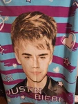 Justin Bieber Fleece Blanket Throw Blue Pink Hearts Stars Teen Pop Singer Fan. Fixed Price $39.90.