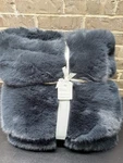 Pottery Barn Faux Fur Mink Reversible Throw Blanket Steel Blue 50" 60" New. Fixed Price $157.77.