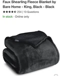 Bare Home Textured Sherpa Blanket King Size Black. Fixed Price $52.99.