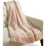 Martha Stewart Collection Chunky Knit Throw Blanket Blush Pink 100% Acrylic. Fixed Price $16.99.