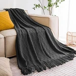 Inhand Living Room Knitted Blankets With Tassel, Summer Blanket, 50"X60", Gray. Fixed Price $27.49.