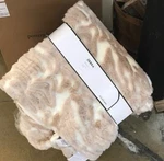 Pottery Barn Zebra Striped Faux Fur Throw Pale Blush 45X60 Accent New. Fixed Price $57.00.