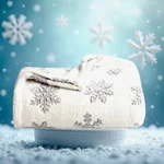 Christmas Snowflake Throw Oversized 60X72 Plush New White Gray The Big One. Fixed Price $25.00.