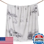 Paseo Road Indigo Hill By Hiend Accents Ski Toile Sherpa Throw Blanket Snow. Fixed Price $76.34.