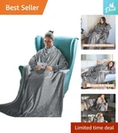 Oversized Cozy Wearable Blanket With Sleeves And Pocket Ideal For Relaxation. Fixed Price $41.99.