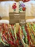Pier 1 Imports Throw Blanket 50" X 60 White Floral Accents Colorful Fringe. Fixed Price $40.00.