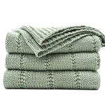 Recyco Cable Knit Sage Green Throw Blanket For Couch, Super Soft Warm Cozy De.... Fixed Price $44.80.