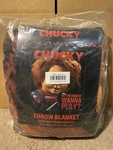 Child's Play Chucky Throw Blanket Wanna Horror New 50" X 60" Silver Buffalo. Fixed Price $39.99.