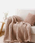 Oversized Ugg Sample 50"X70" Chunky Cable Knit Throw Blanket Mauve Super Soft. Fixed Price $80.00.