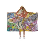 Rare! Pocket Monsters Collage Print Hooded Blanket Soft Fleece Lining Wearable. Fixed Price $25.00.