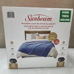 New Sunbeam Microplush Heated Blanket King Legion Blue W/10 Settings. Fixed Price $169.99.