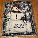 Tapestry Woven Blanket Happy Holidays Snowman The Northwest Company Throw. Fixed Price $12.00.