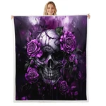 Sugar Skull Queen 90"X90" Throw Blankets For Adults Bed Sofa,purple Rose Flow.... Fixed Price $77.45.
