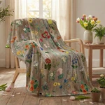 Spring Summer Flannel Blanket Throw Flowers Brown Wood Grain Soft Fleece 60X80. Fixed Price $32.97.