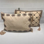 Borgata Baroque Fringe Throw Pillows Sequined & Beaded Accent Cushion Set Of 2. Fixed Price $34.00.