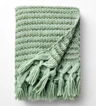 Threshold Green Woven Mixed Yarn Throw Blanket With Crossed Tassels 50X60. Fixed Price $22.99.