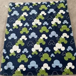 Disney Crib Fleece Polyester Blanket Mickey Mouse Heads Blue Green White. Fixed Price $18.00.