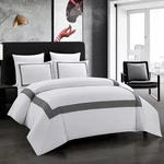 Osvino Duvet Cover Set - Hotel Style Grey Line QUEEN(90"X90"),. Fixed Price $59.99.