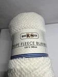 Royal Satin Stripe Fleece Blanket 150X180CM Soft Plush Throw White. Fixed Price $9.95.