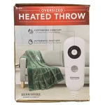 Berkshire Oversized Heated Throw With Auto Shut Off, 60"X70", Green. Fixed Price $33.60.