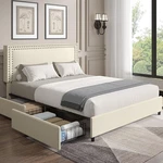Vecelo Queen Size Upholstered Bed Frame 4 Storage Drawers Adjustable Velvet. Fixed Price $398.79.