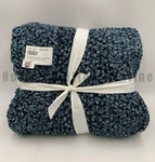 Pottery Barn Colossal Handknit Throw Blanket Heathered Indigo 44" X 56" #U1027. Fixed Price $142.34.