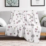 Sweet Heart Star Printed Flannel Throw Blanket Cute Home Accent. Fixed Price $37.00.