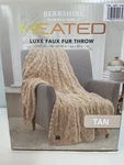 Berkshire Home Heated Luxe Faux Fur Throw Blanket Tan 50 60 Inches. Fixed Price $26.99.