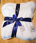 Tommy Bahama White Fleece Throw Blanket Ultra Soft 50 X 60 Nwt Blue Piping. Fixed Price $28.00.