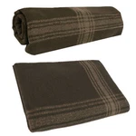 Brown And Tan Striped Outdoor Wool Blend Blanket - Camping Picnic Throw. Fixed Price $32.99.