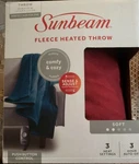 Sunbeam Heated Throw Blanket Fleece 3 Settings Soft 50X60" Maroon -open Box. Fixed Price $32.99.