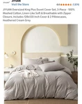 Jiyuan 3PC 100% Cotton Duvet Cover Oversized King Plus (128"X120"), Cream Grey. Fixed Price $69.99.