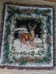 Edith Collection Tapestry Throw Blanket Winter Deer Nature Scene Cabin Decor. Fixed Price $25.99.