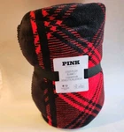 Victoria's Secret Cozy Plush Fleece Blanket Plaid Black/red 60X50" Nwt. Fixed Price $23.00.