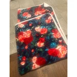 The Pioneer Woman Holiday Floral Velvet Plush Throw Navy Red Rose Sherpa Blanket. Fixed Price $38.00.